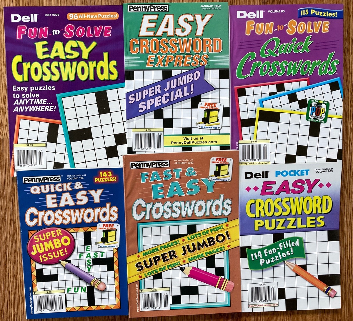 Lot Of 6 Dell Penny Press Easy Crossword Puzzle Books Express Fun Quick Fast B33 EBay