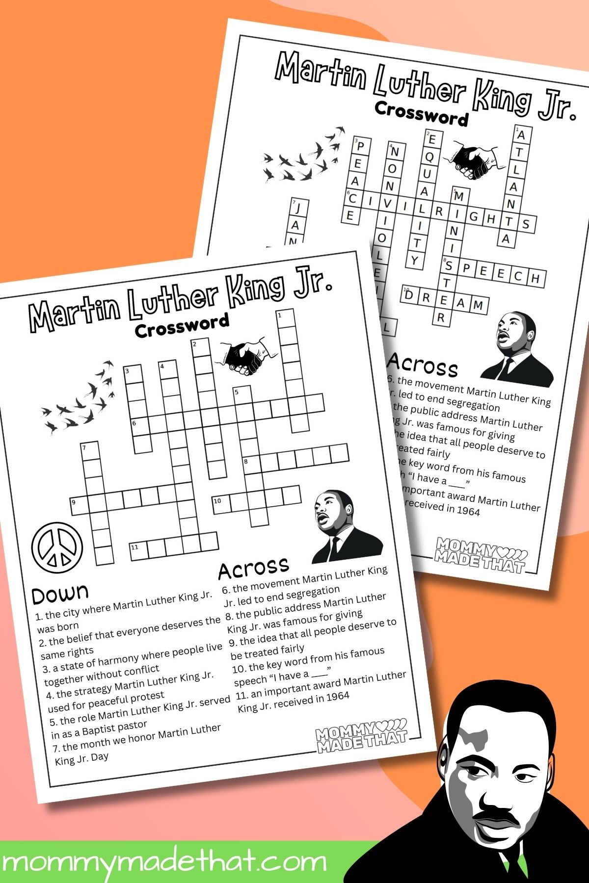Martin Luther King Jr Crossword Puzzle Grab The Free Printable 
