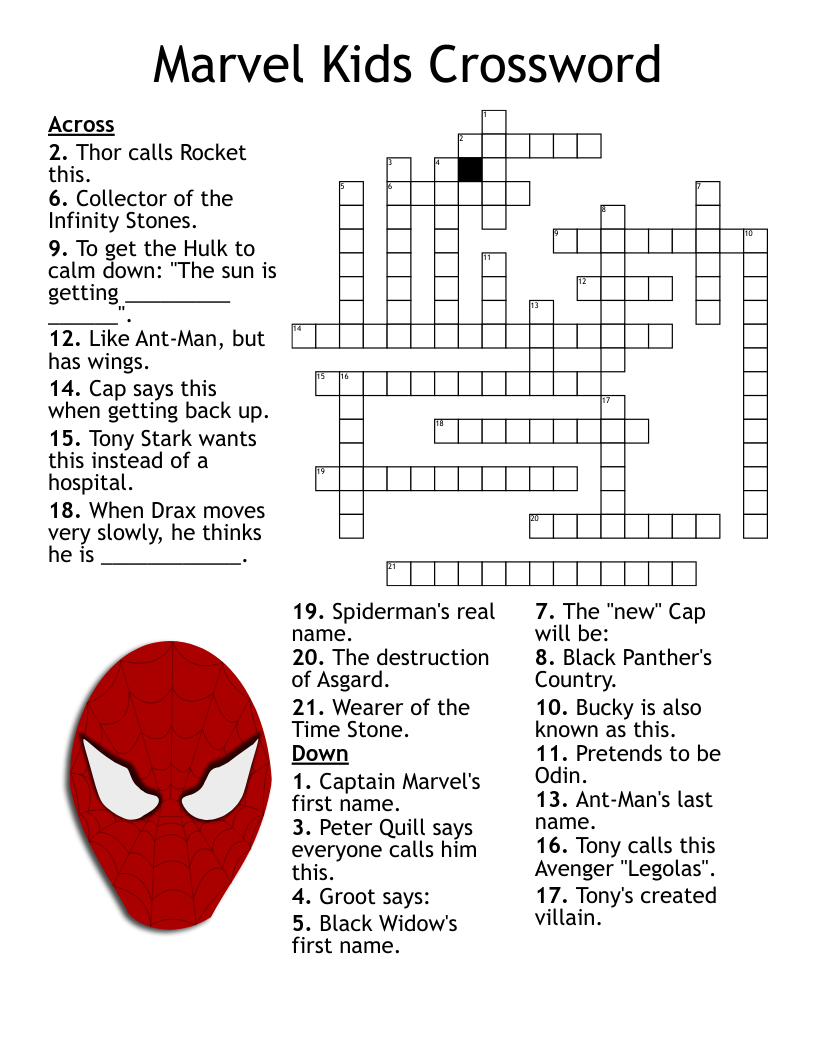 Elementary Crossword Puzzles Printable