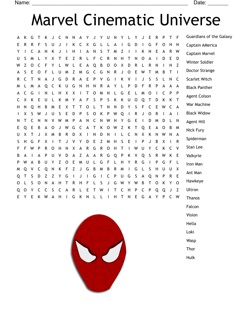 Marvel Kids Crossword WordMint
