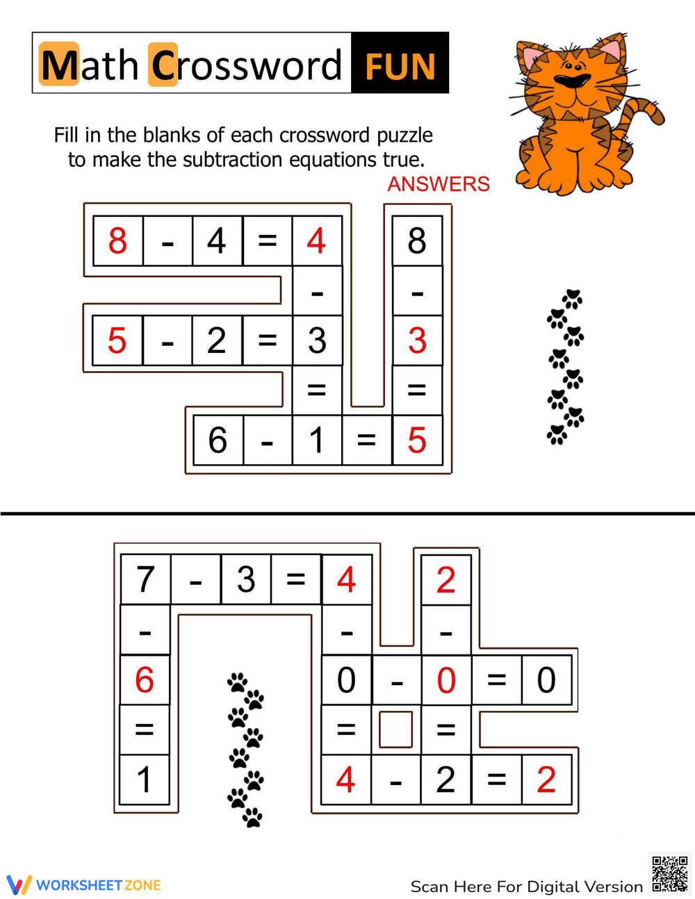 Math Crossword Fun Math Puzzles For Kids Worksheet Math Crossword Fun Math Puzzles For Kids Worksheet