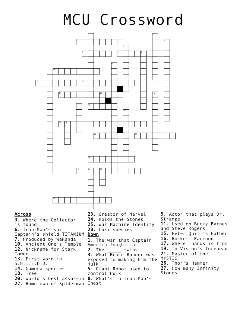 MCU Crossword WordMint