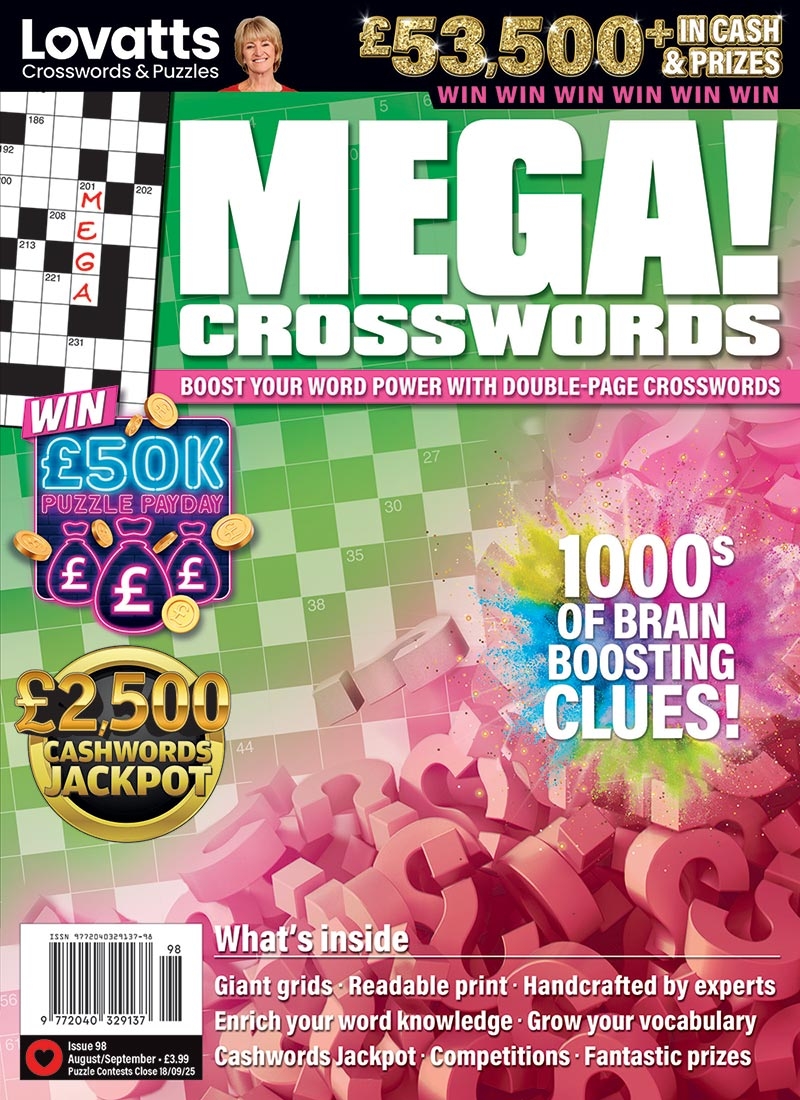 MEGA Crosswords Magazine UK Lovatts Crossword Puzzles Games Trivia