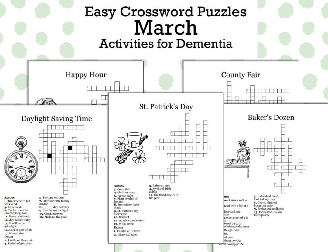 Memory enhancing Crossword Puzzles For Dementia Printable Brain Exercise For Improved Cognitive Functio Etsy