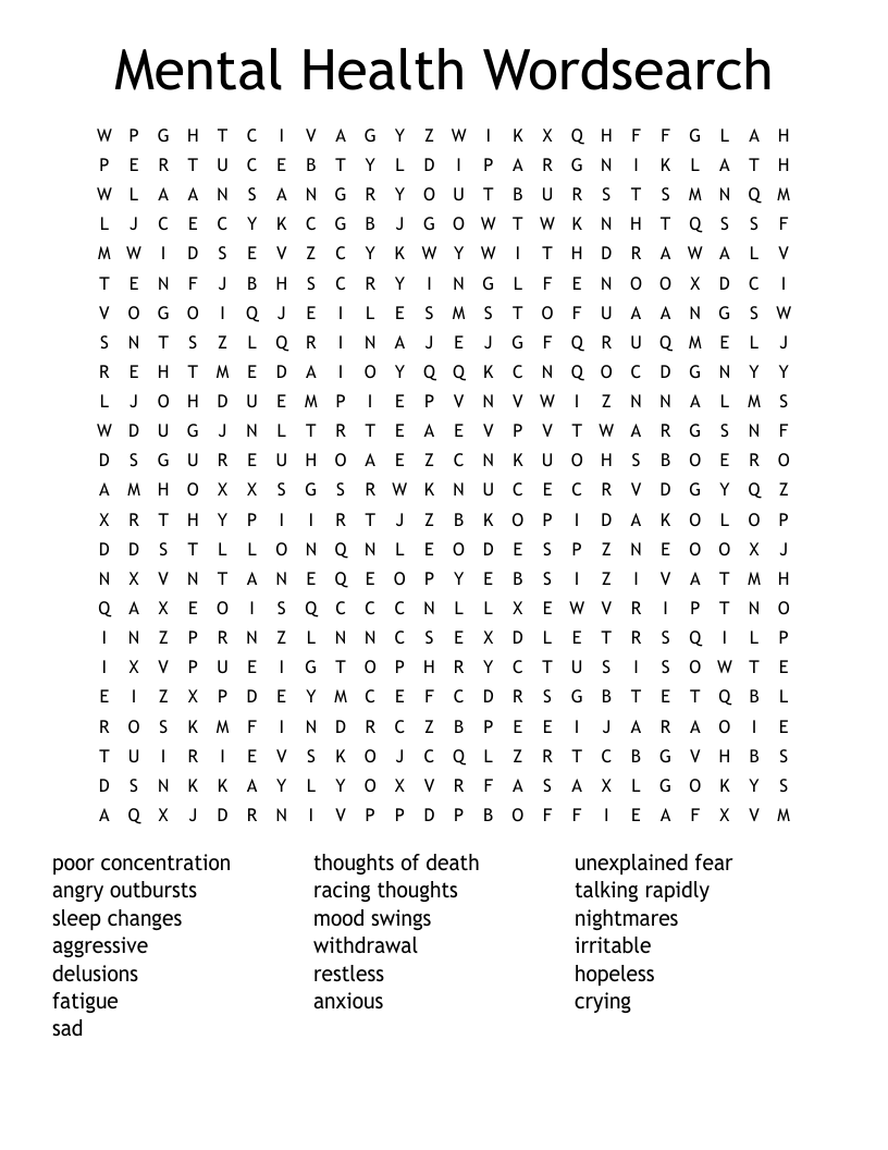Mental Health Crossword Puzzles Clip Art