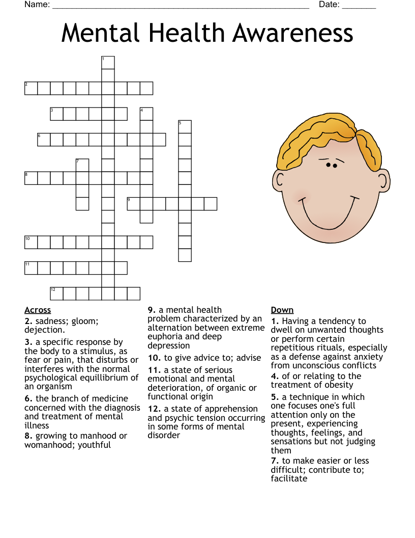 Mental Health Crosswords Word Searches Bingo Cards WordMint