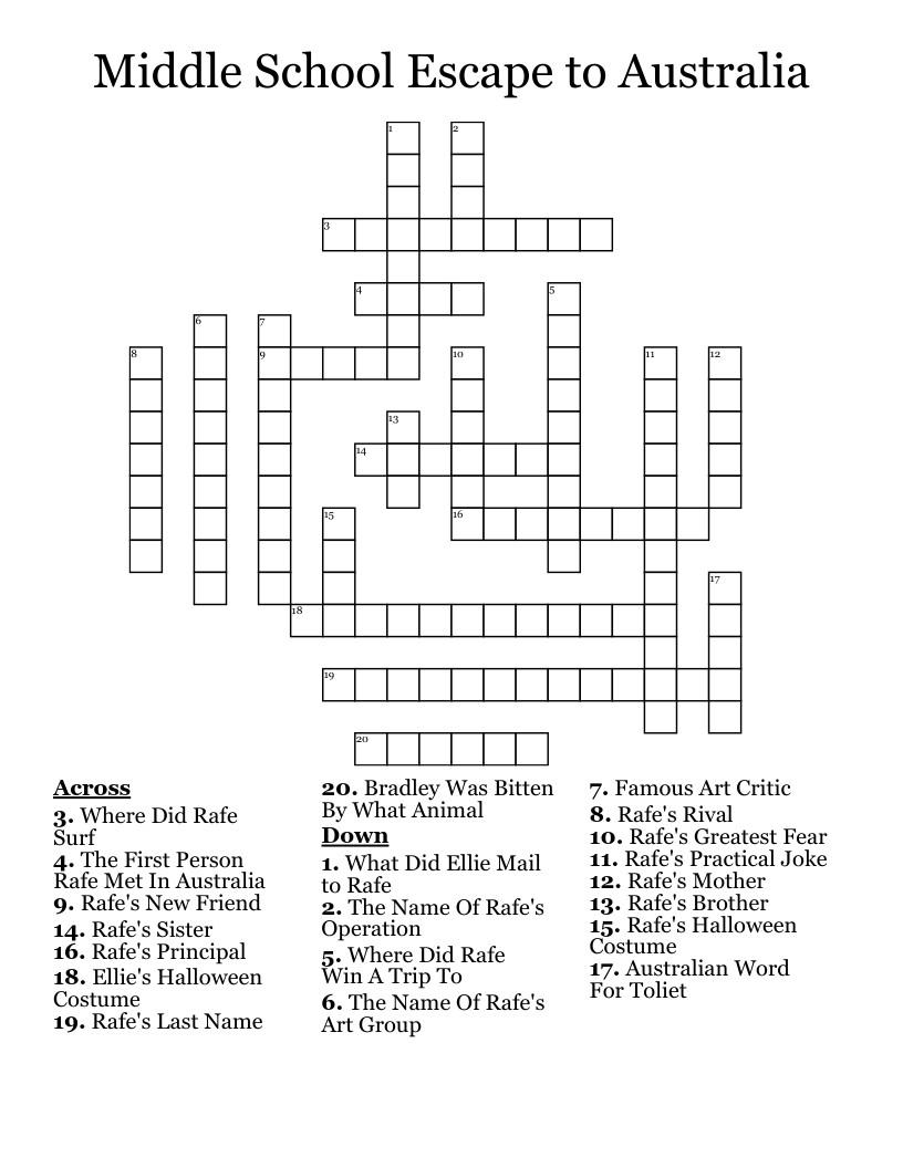 Crossword Puzzles Halloween Middle School