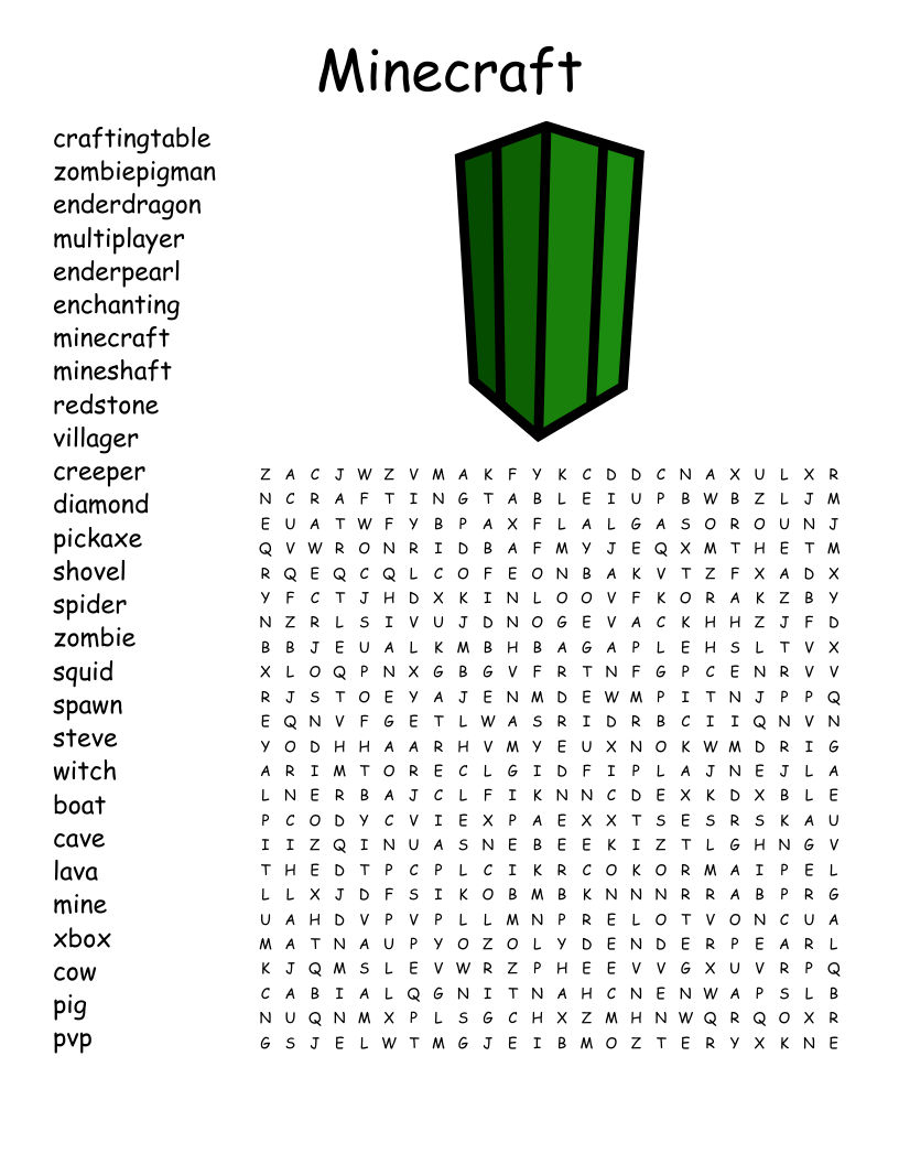 Minecraft Crossword WordMint