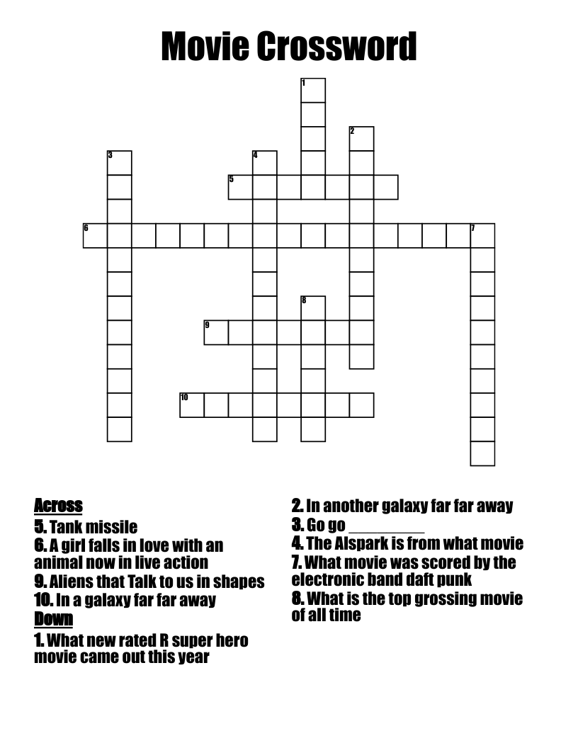 Movie Crossword WordMint