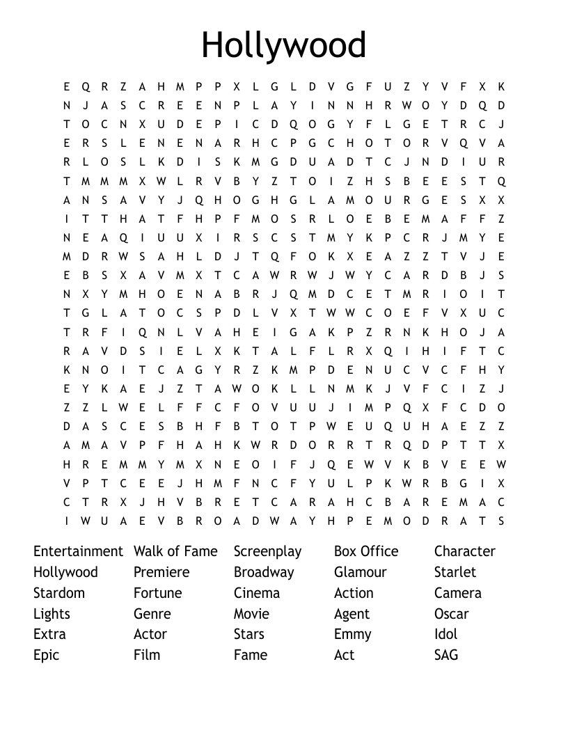 Free Movie Crossword Puzzles
