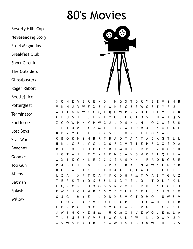 Movies Crosswords Word Searches Bingo Cards WordMint