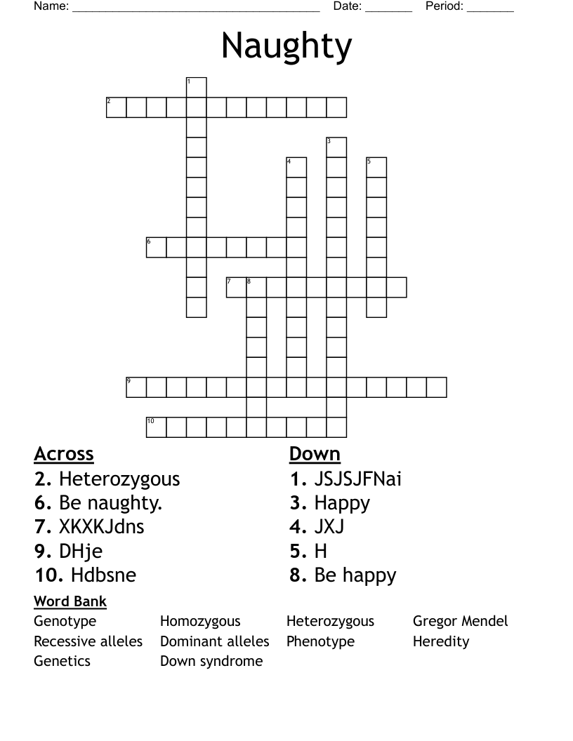 Naughty Crossword WordMint