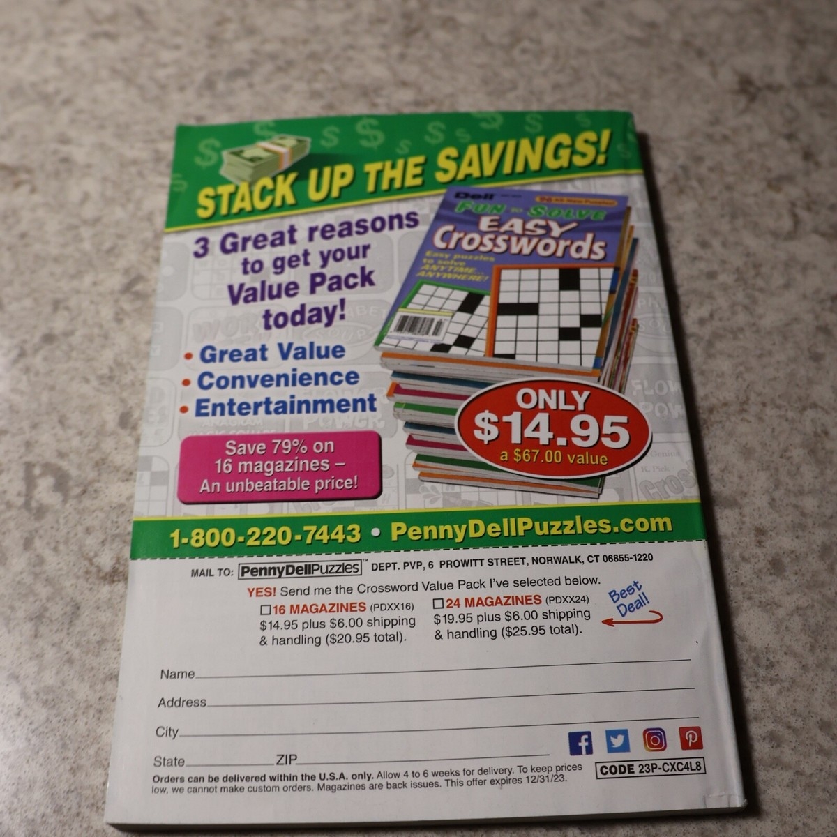 NEW Dell Easy Fast n Fun Crosswords Jumbo Issue April 1 2023 EBay