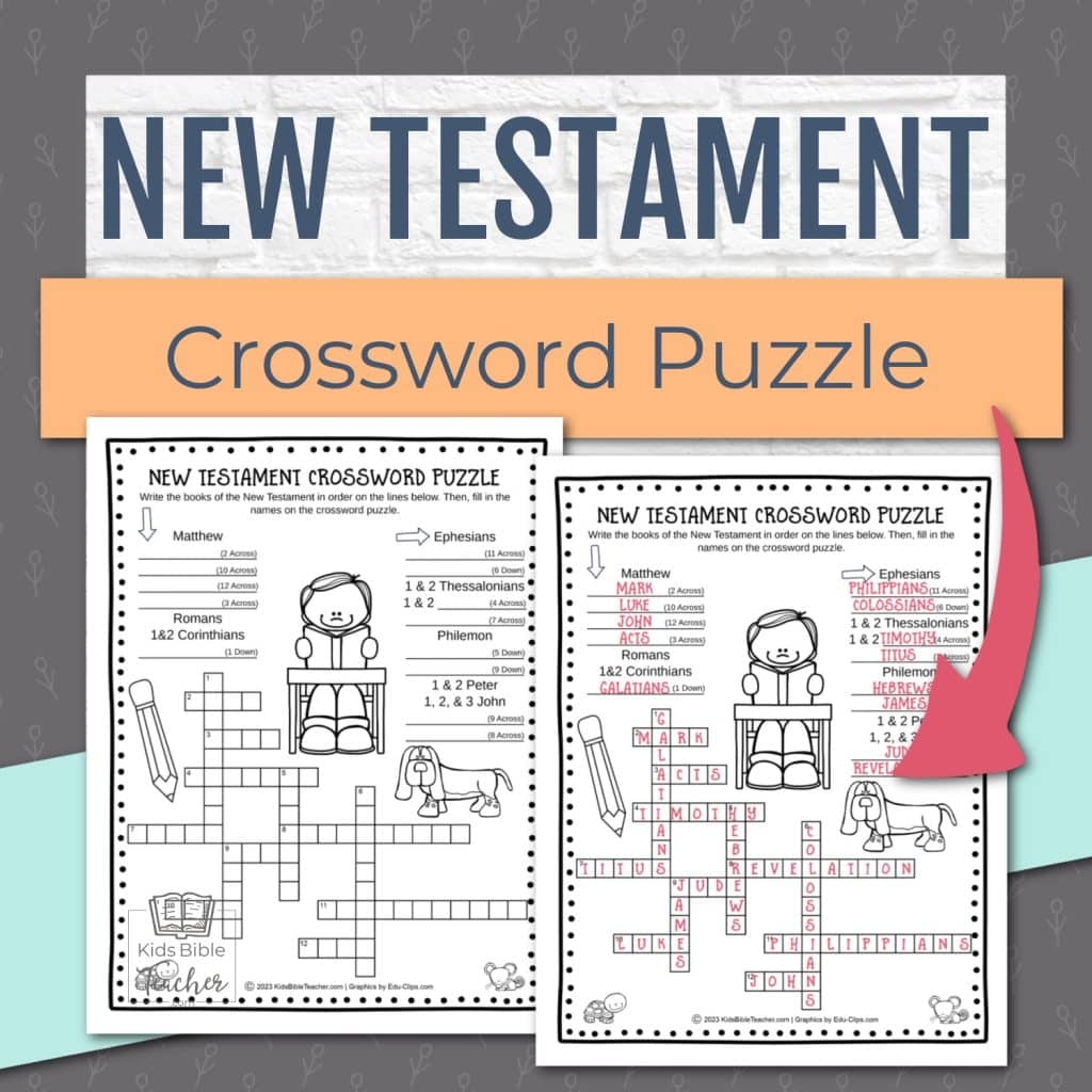new testament crossword books of the bible puzzle for kids
