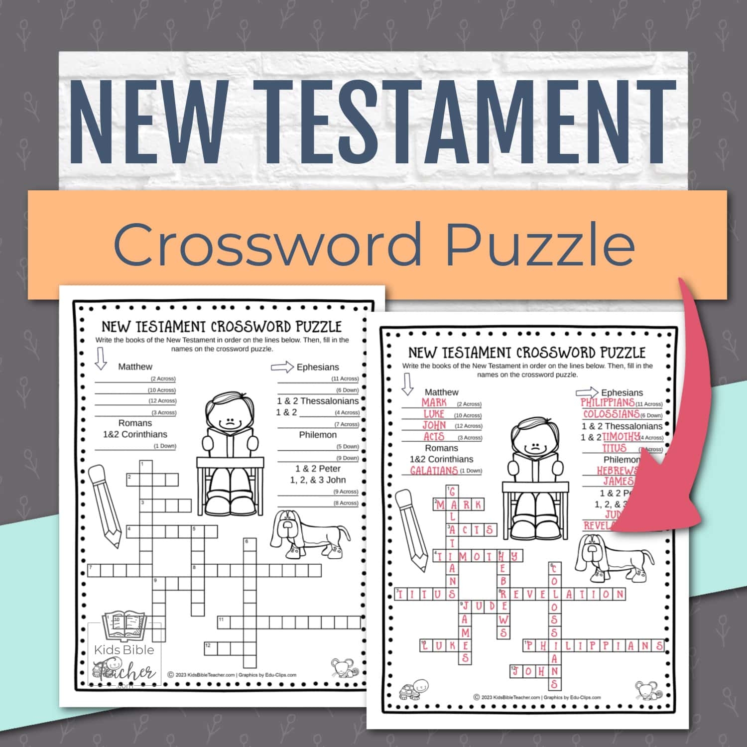New Testament Crossword Books Of The Bible Puzzle For Kids Worksheets Library