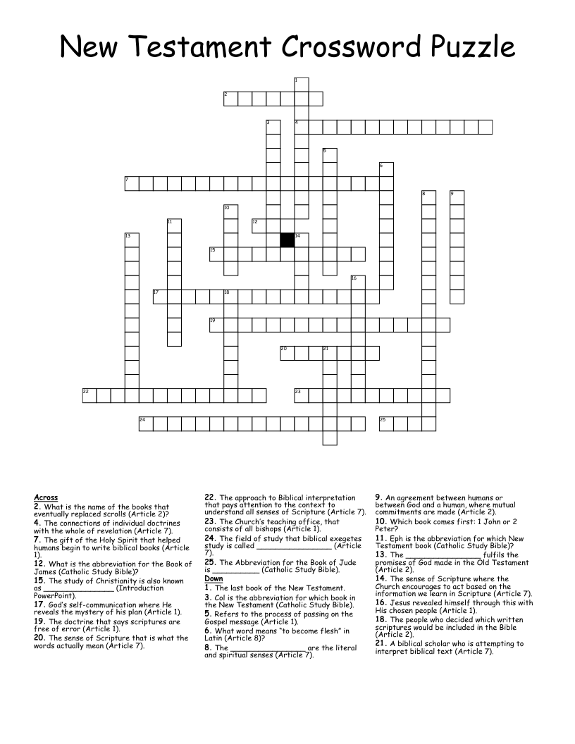 Bible Study Crossword Puzzles To Print