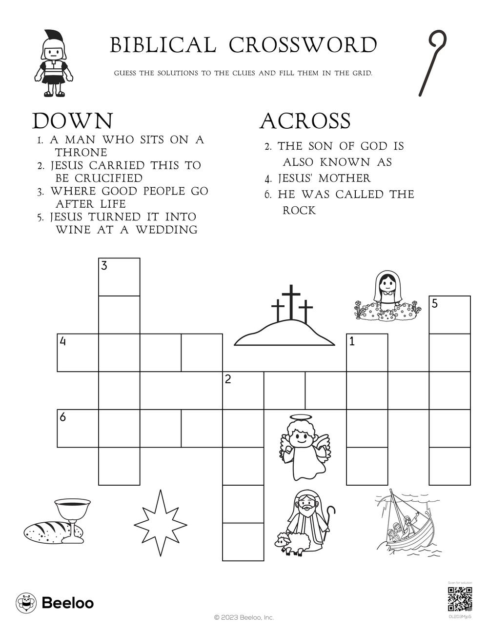 New Testament themed Crossword Puzzles Beeloo Printable Crafts And Activities For Kids