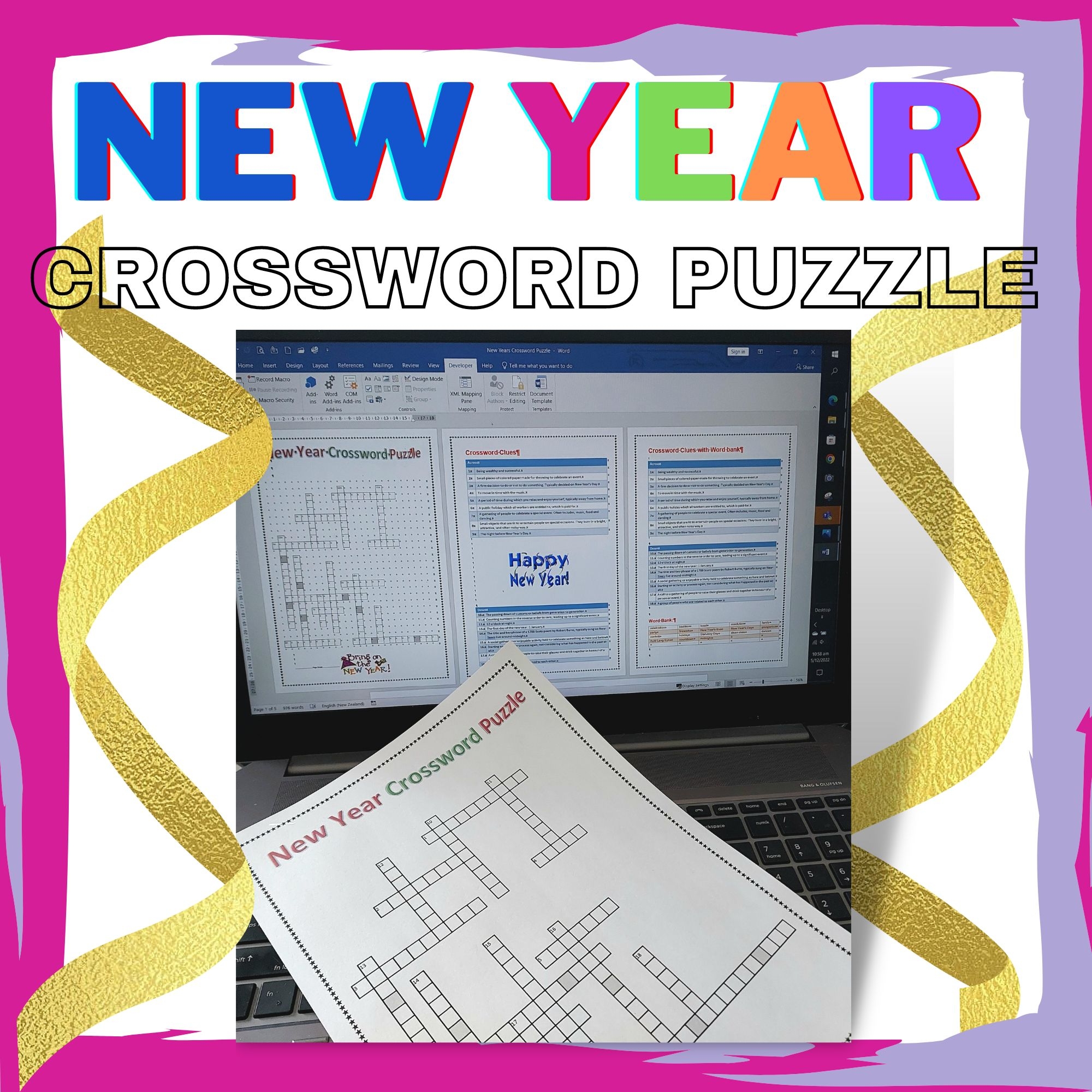New Year Crossword Puzzle Made By Teachers