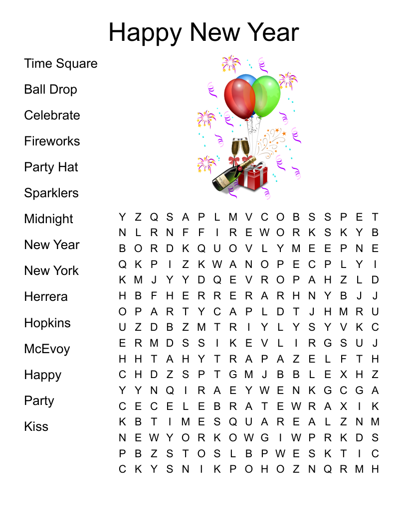 New Year Crossword Puzzles