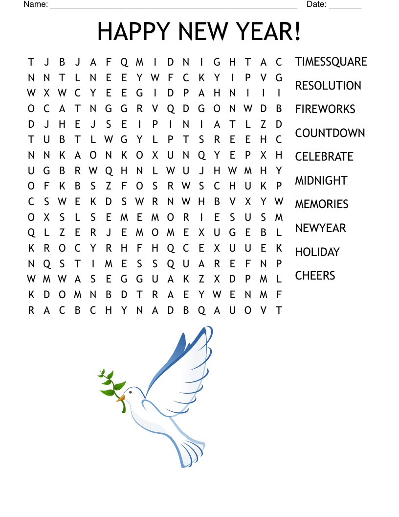 New Year s Eve Crossword WordMint