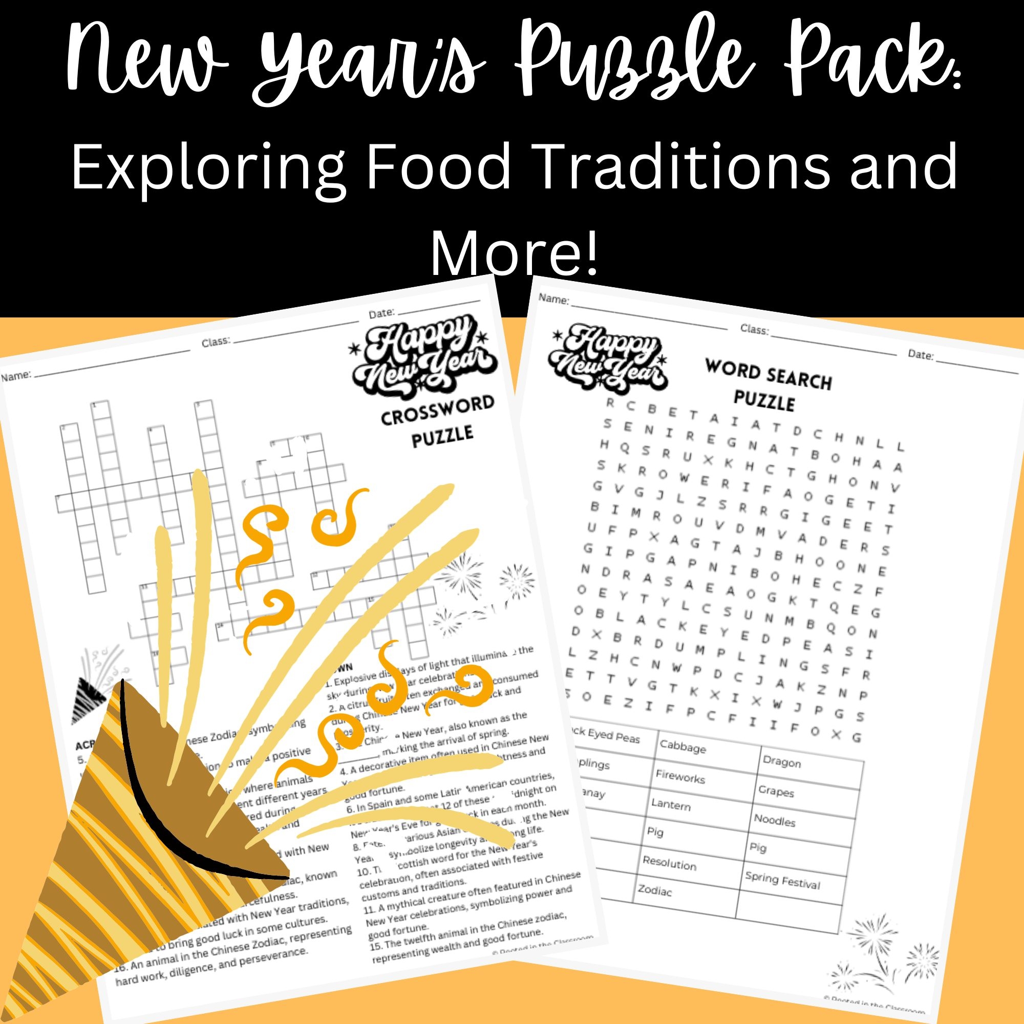 New Year s Puzzles Crossword Word Search Sub Days Early Finisher Classful