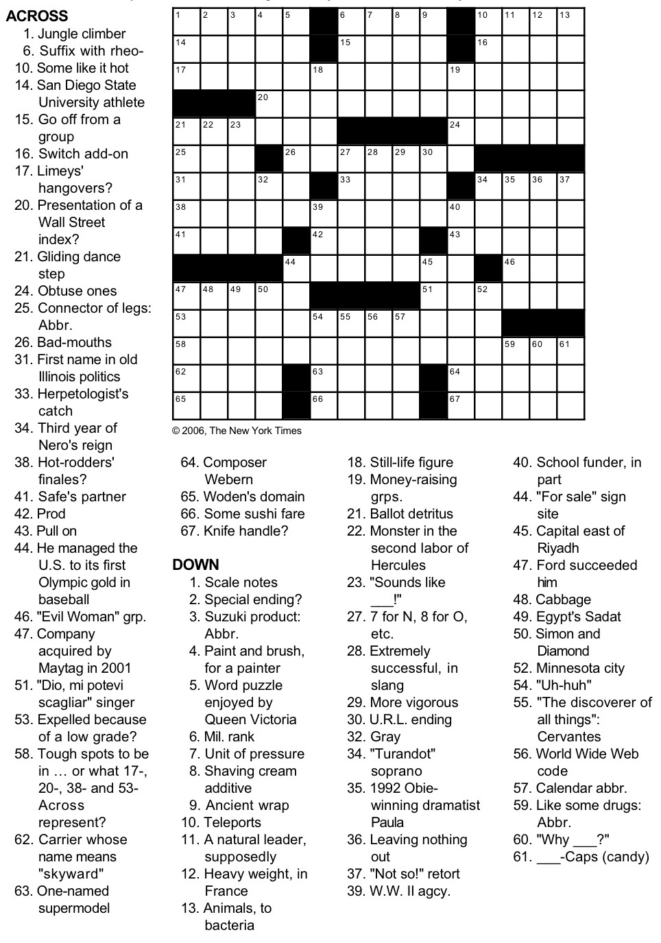 Ny Times Crossword Puzzles Printable