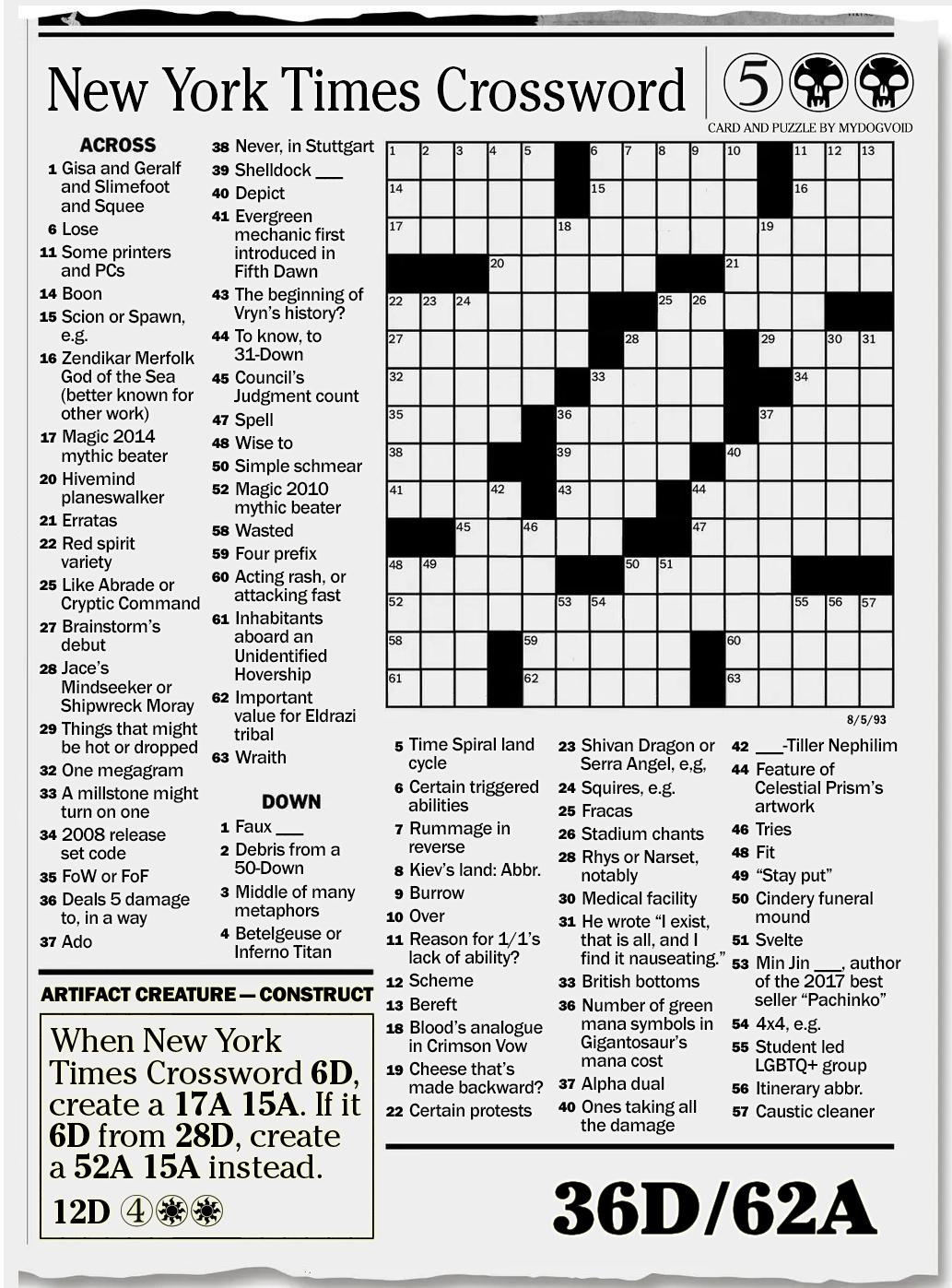 new york times crossword x post from r hellscube r magictcg