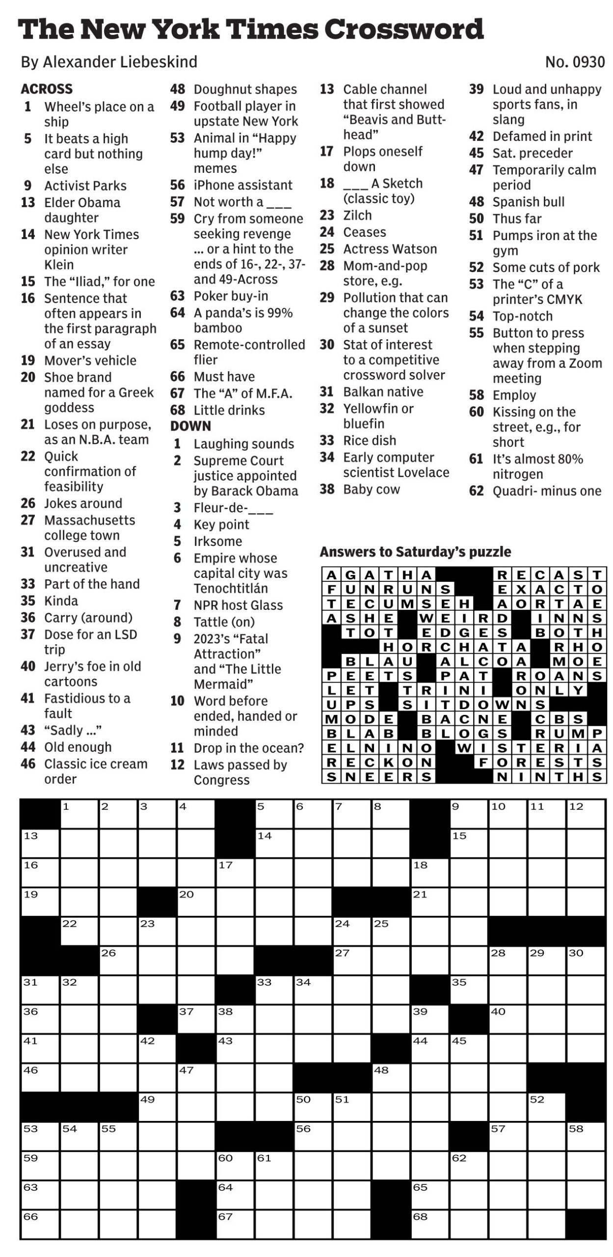 New York Times Daily Crossword Puzzles