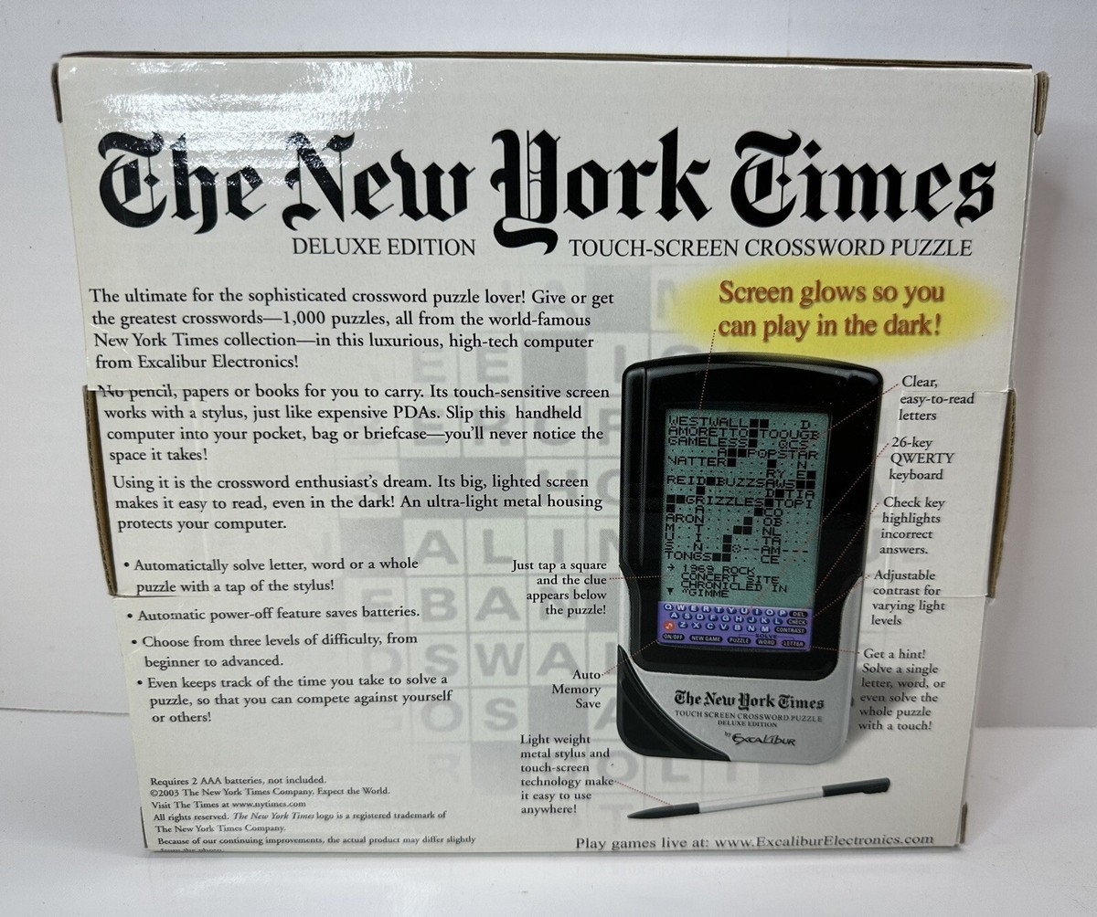 New York Times Excalibur Touch Screen CrossWord Puzzle Deluxe Ed W Stylus EBay