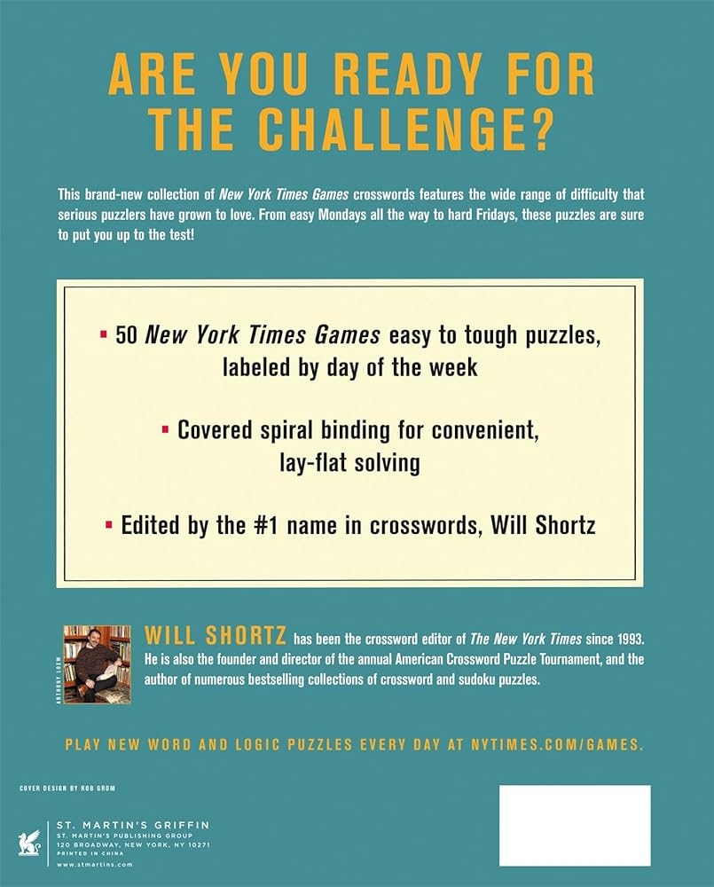 New York Times Games Monday Through Friday 50 Easy To Tough Crossword Puzzles Volume 10 New York Times Super Sunday Crosswords 10 The New York Times Shortz Will 9781250324948 Amazon Books