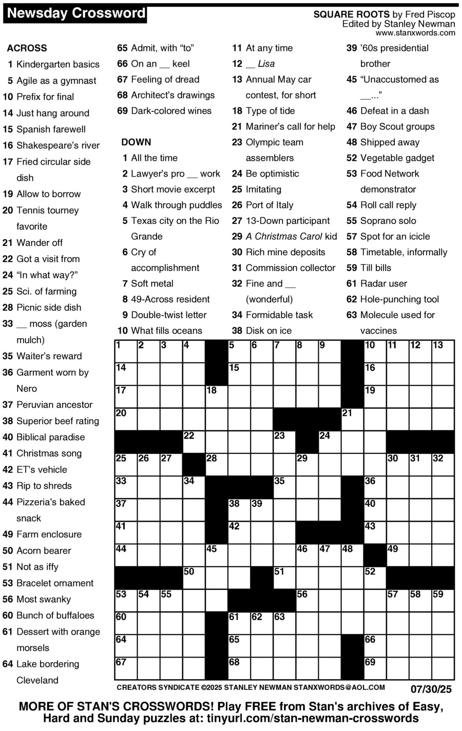 Newsday Crossword Puzzle Creators Syndicate