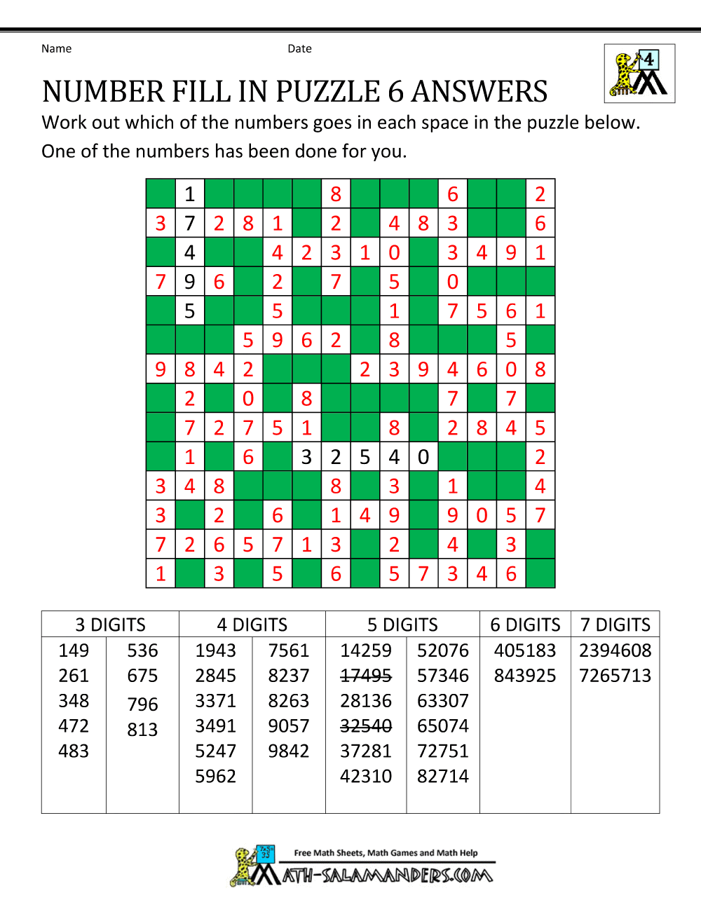 Number Crossword Puzzles Online