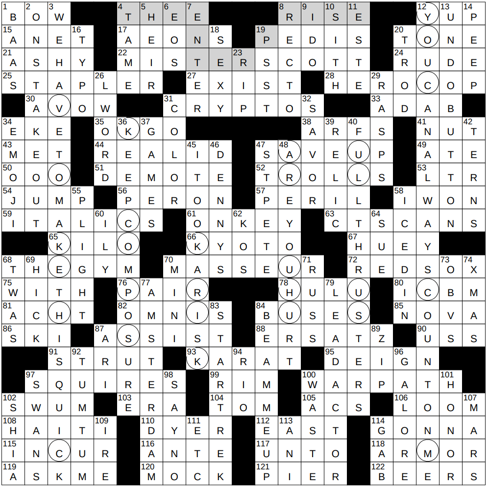 nyxcrossword answers to the new york times crossword