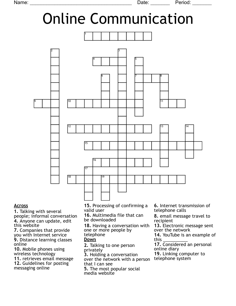 online communication crossword wordmint
