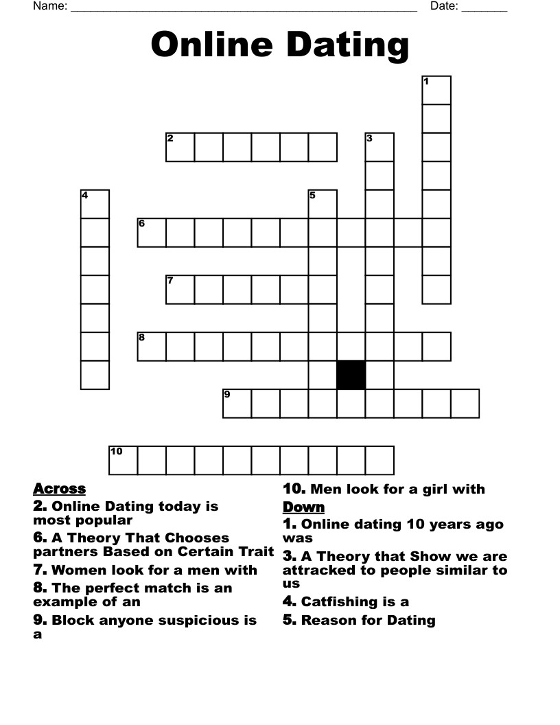 Online Dating Crossword WordMint