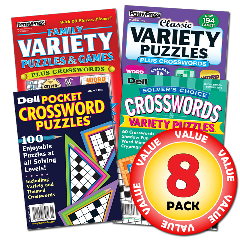 penny dell favorite crossword variety puzzle 8 pack ebay