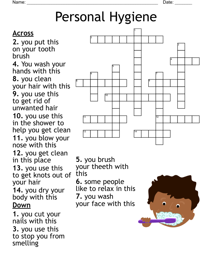 Personal Hygiene Crossword WordMint