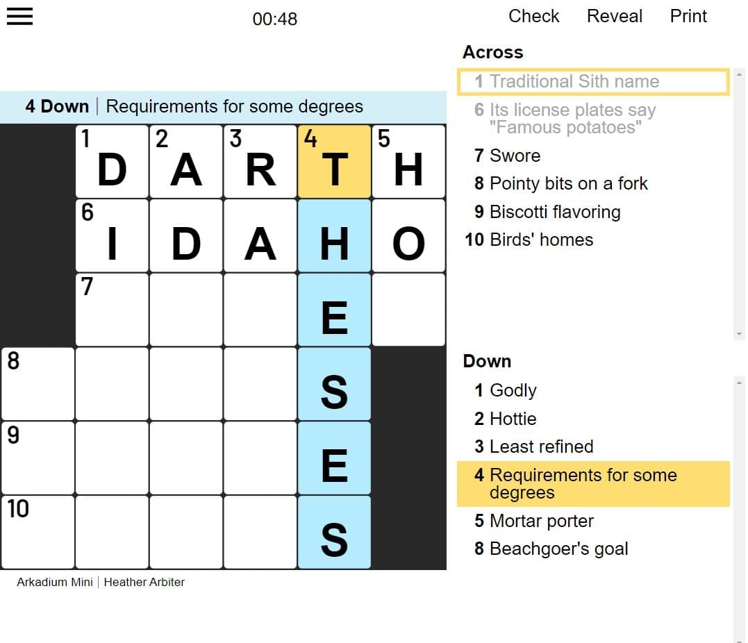 play mini crossword now from aarp games