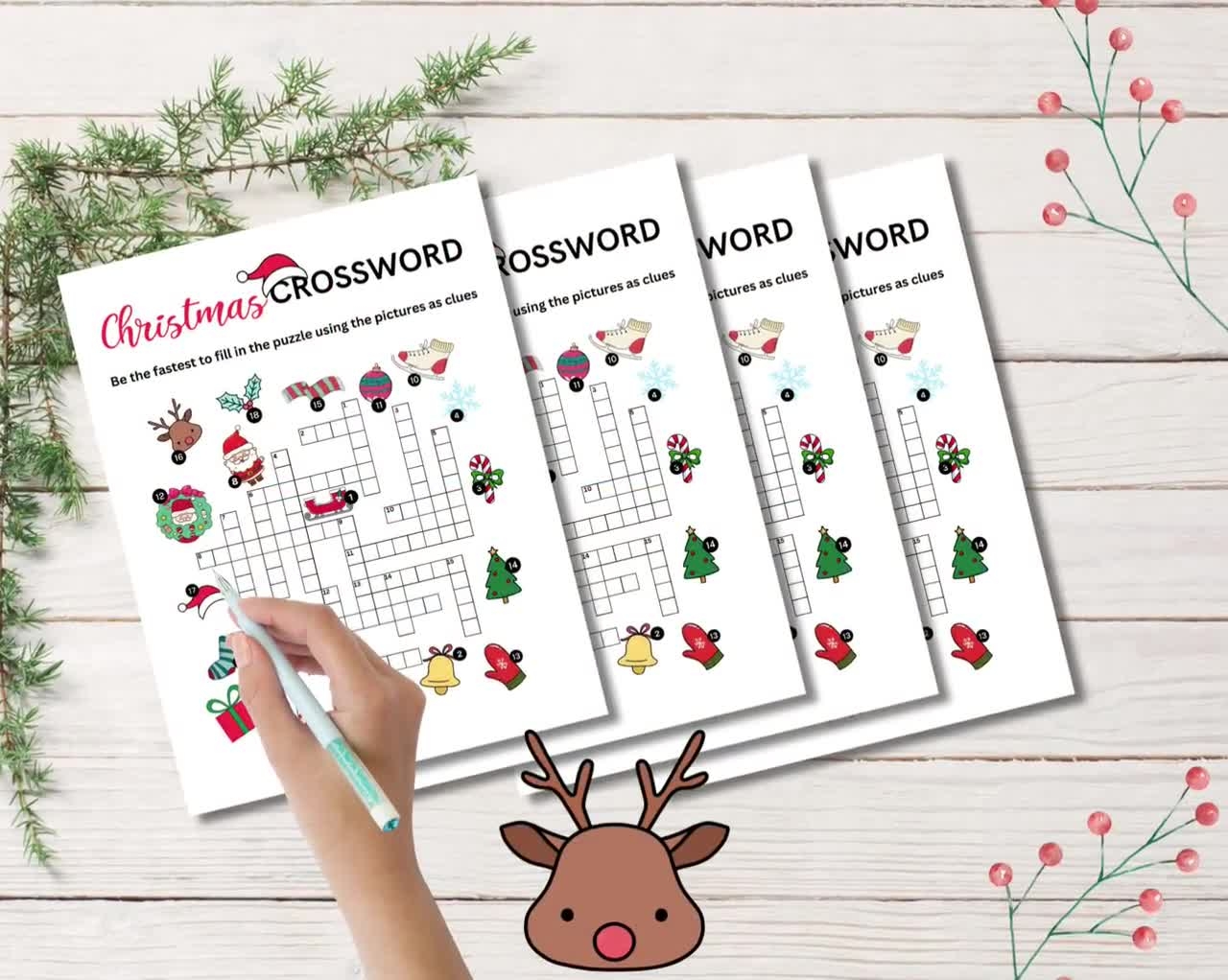 Printable Christmas Crossword Puzzle Kids Christmas Word Games Activities Family Games Classroom Christmas Party Game Digital Download Etsy
