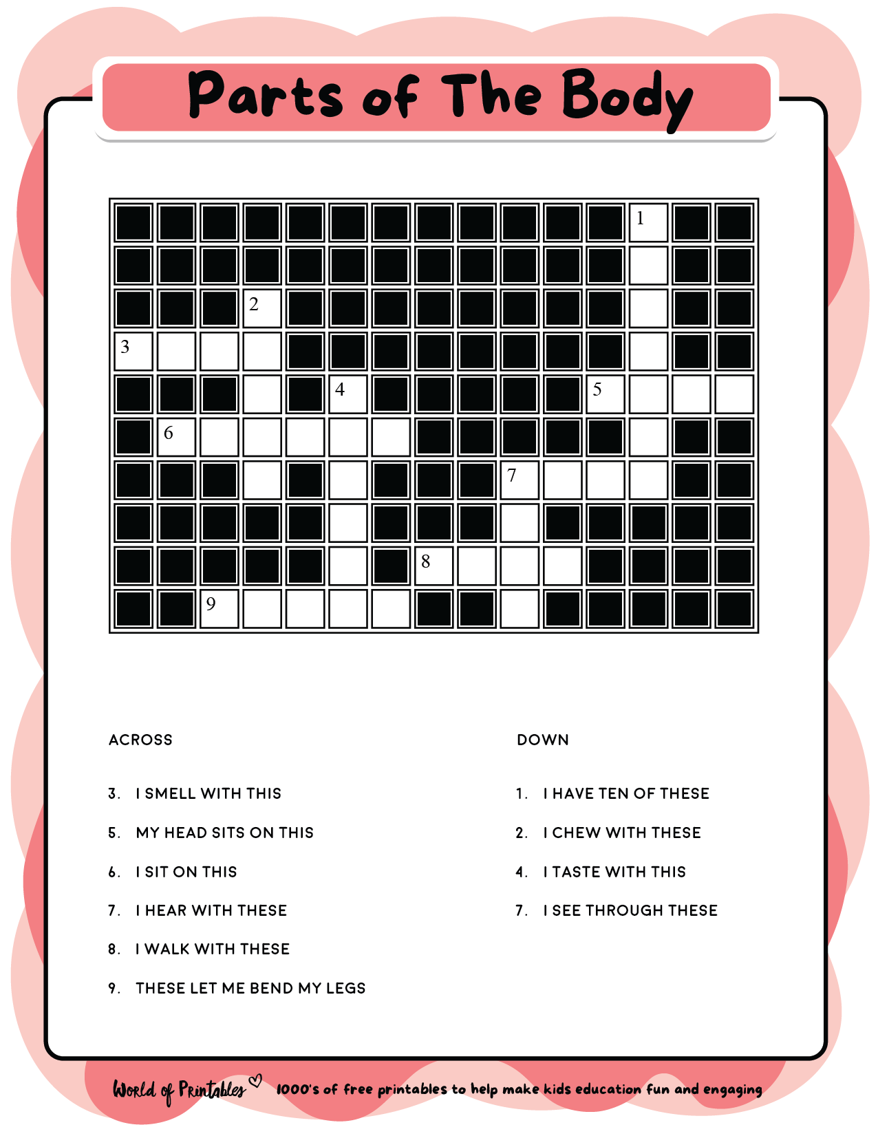 Printable Crossword Puzzles For Kids Free