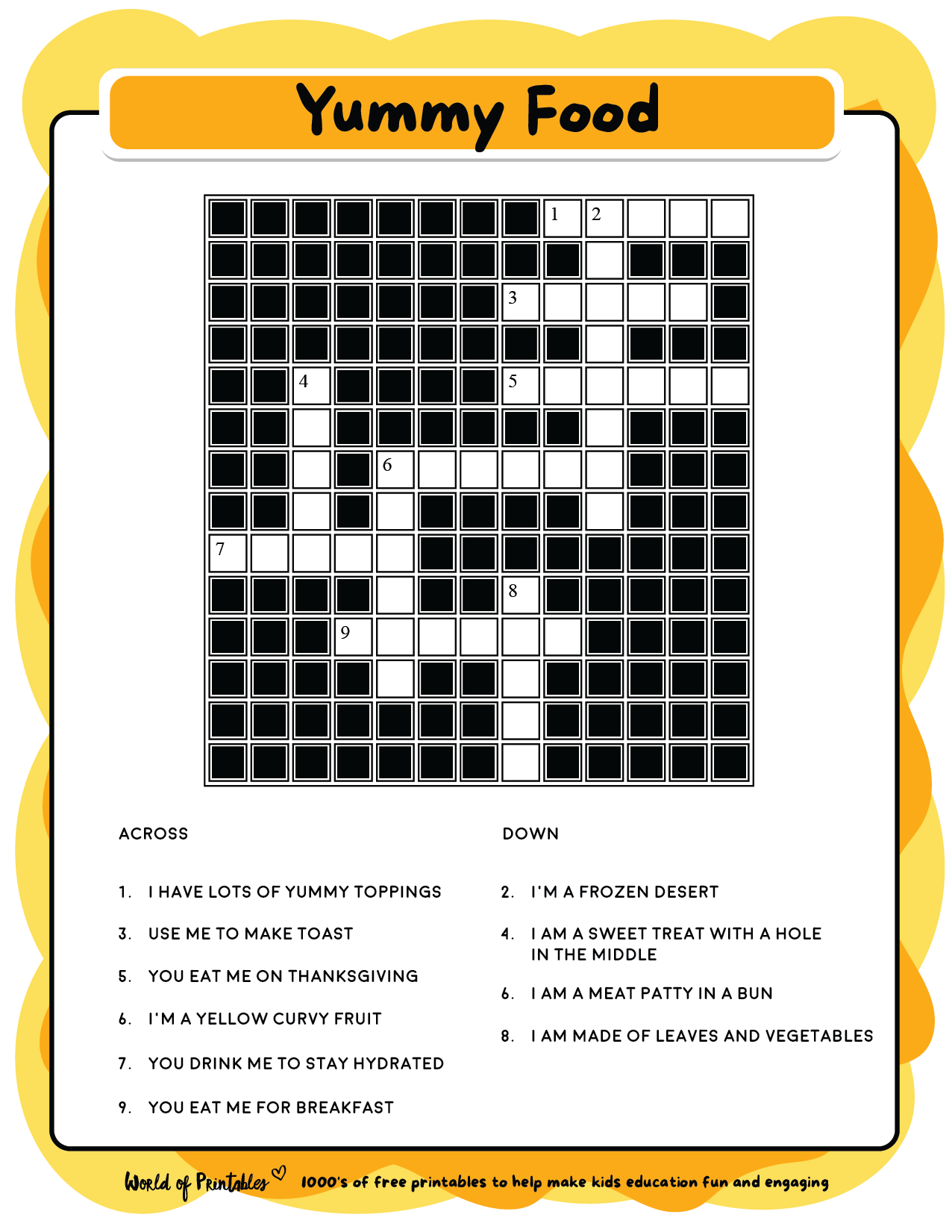 printable kids crossword puzzles world of printables