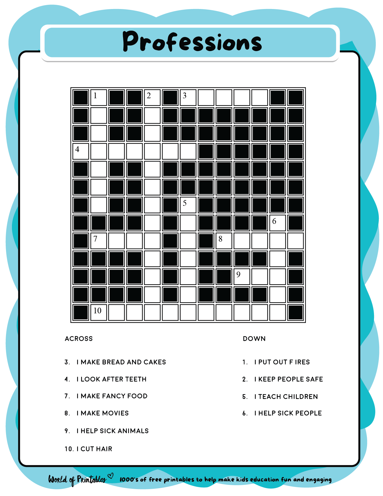 printable kids crossword puzzles world of printables
