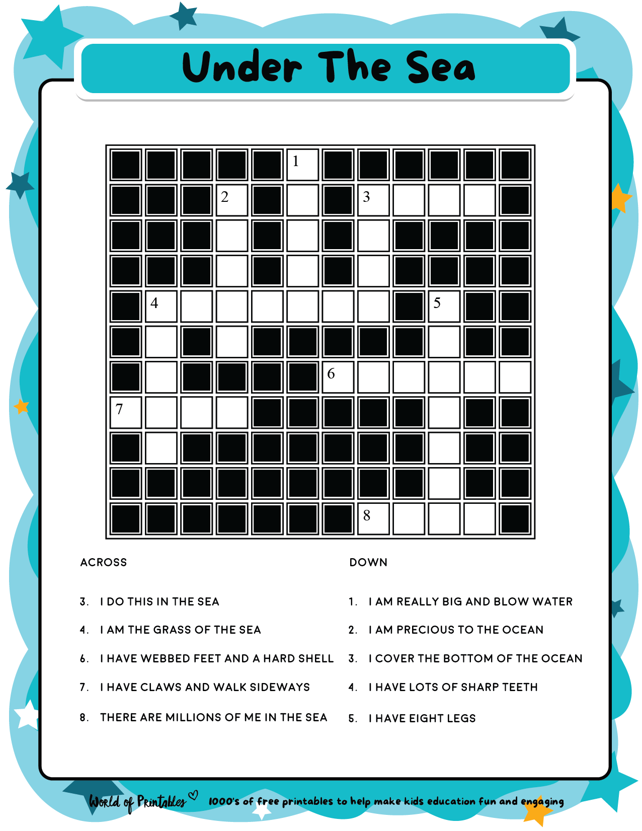 printable kids crossword puzzles world of printables