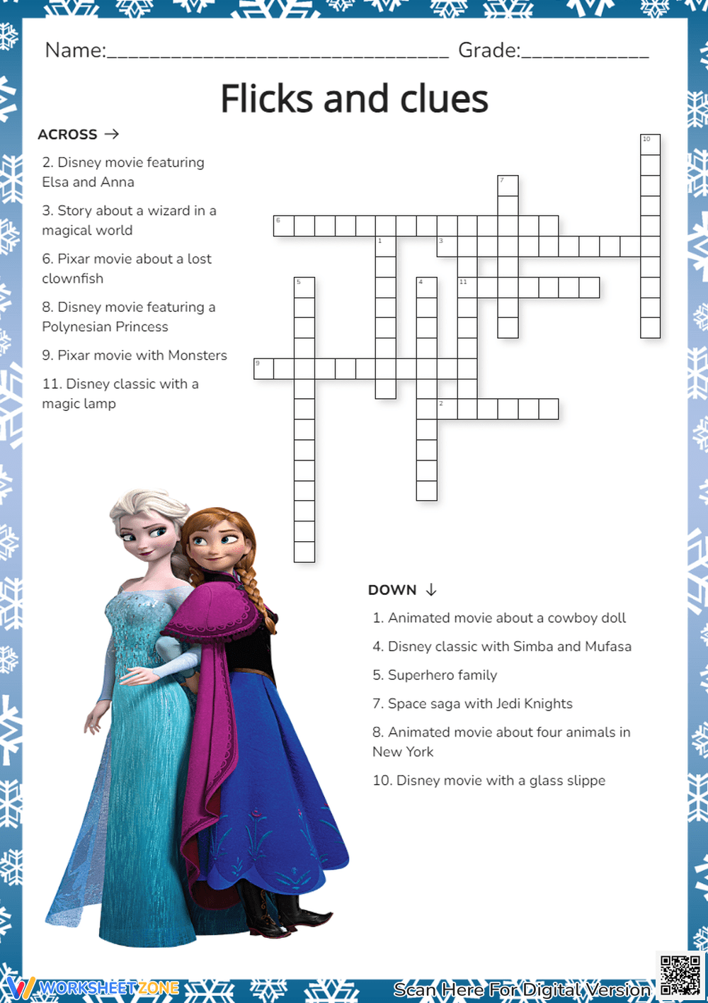 printable movie crossword puzzles worksheets download