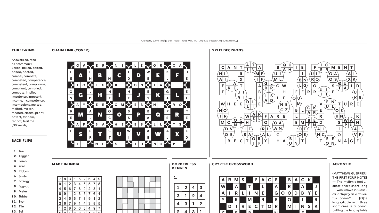Puzzle Mania 2023 Answer Key The New York Times