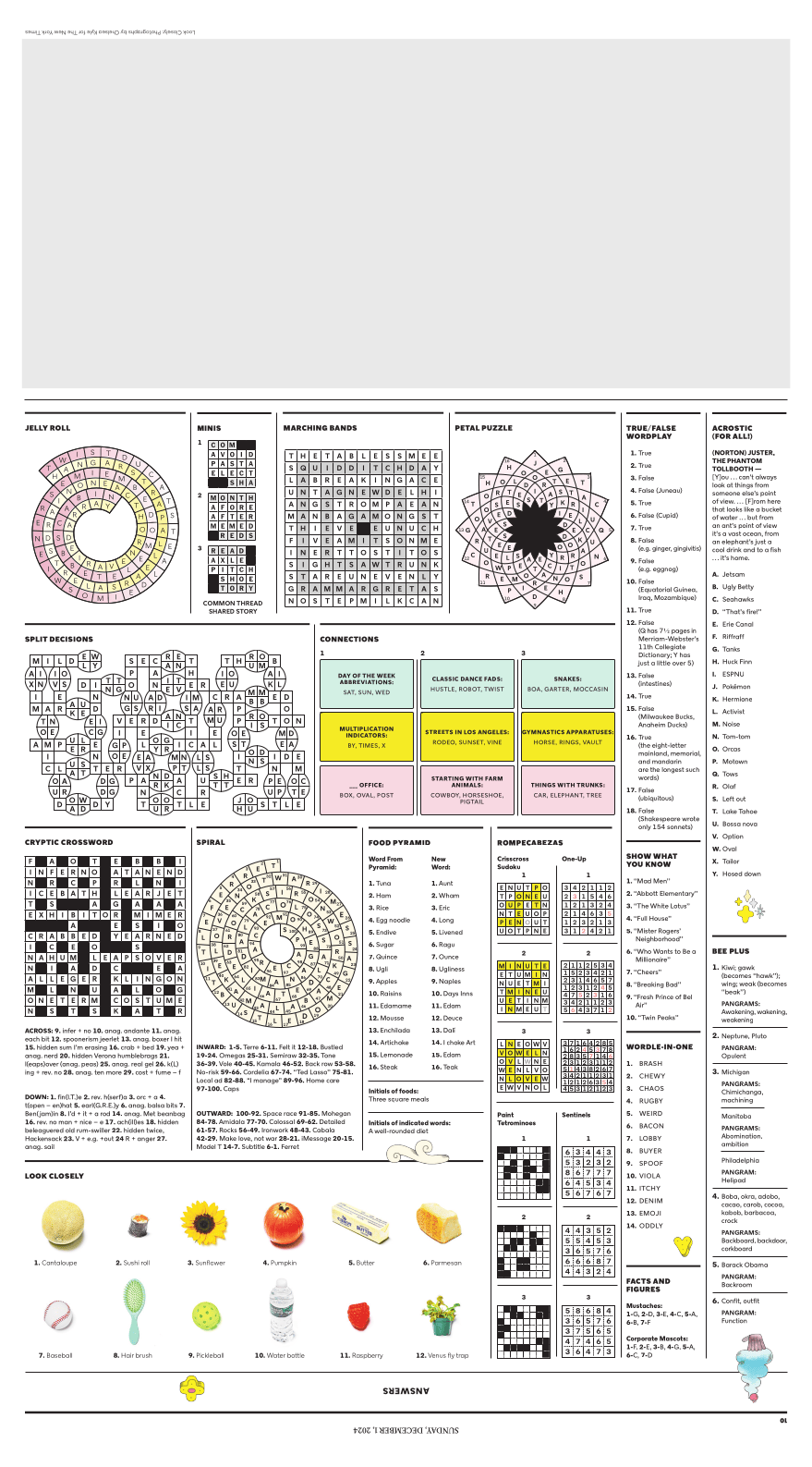 Puzzle Mania 2024 Variety Puzzle Answers The New York Times