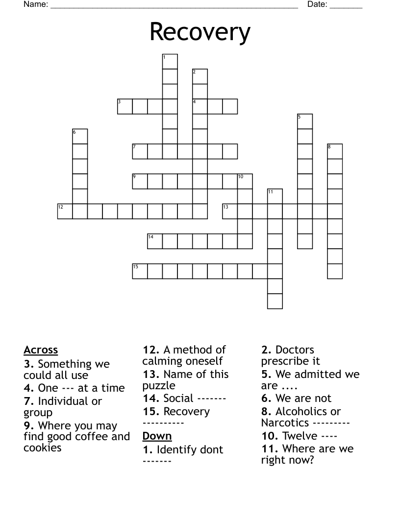 Recovery Crossword WordMint