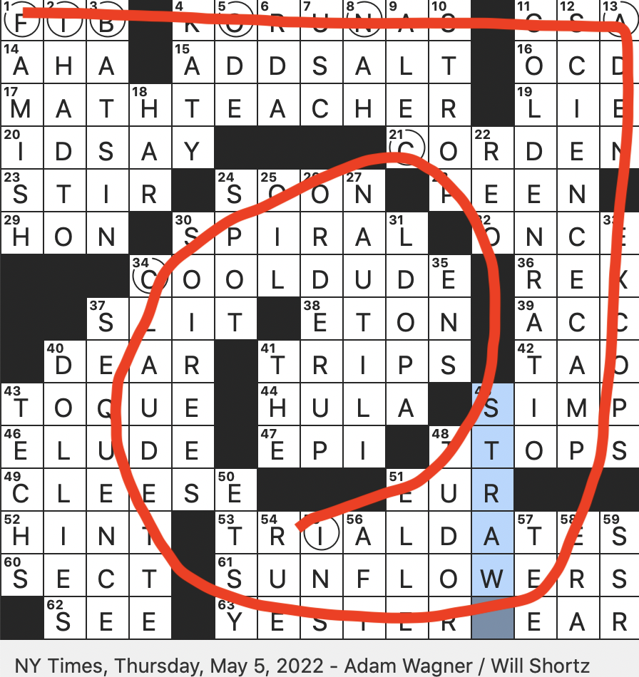 Rex Parker Does The NYT Crossword Puzzle Diner Cry After A Bell Is Rung THU 5 5 22 Student led LGBTQ Grp Terence Noted Expert On Combinatorics And Analytic Number Theory 