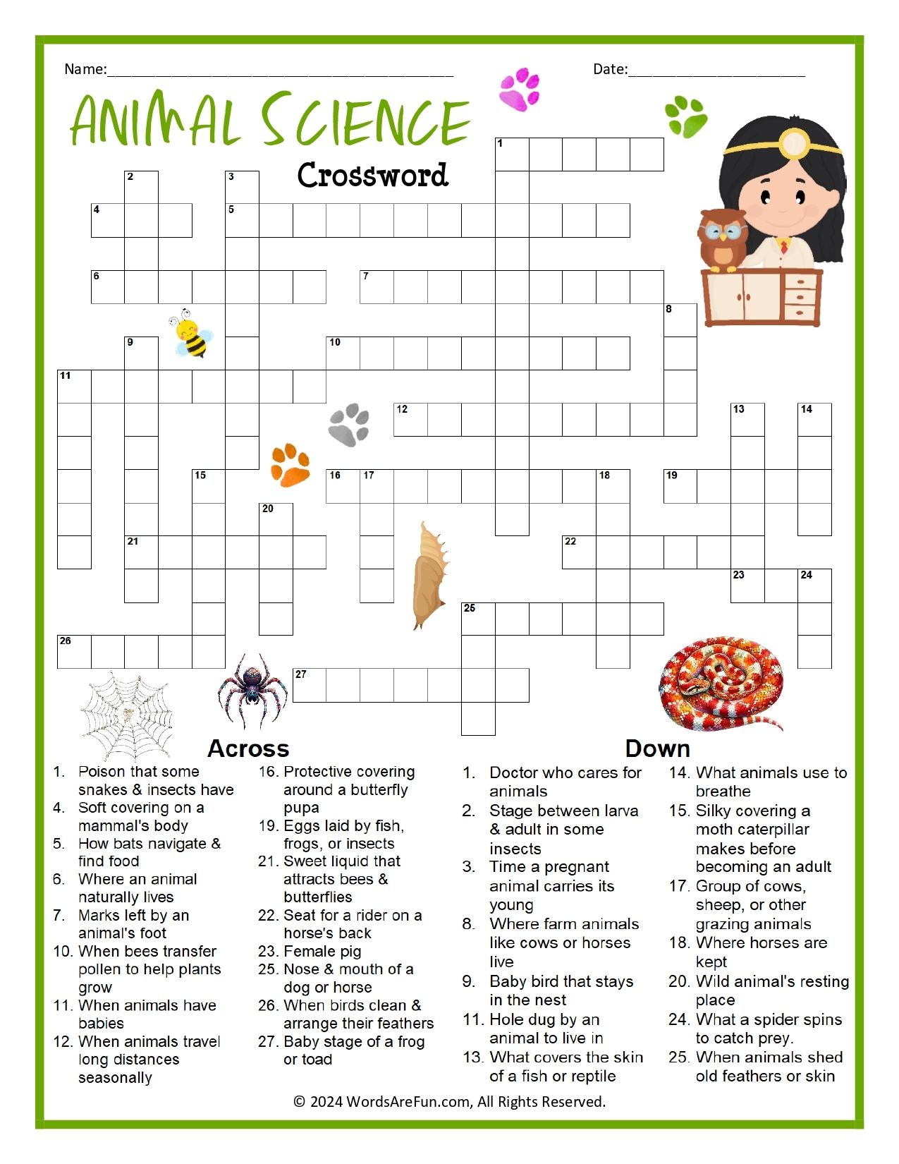 science crossword puzzles