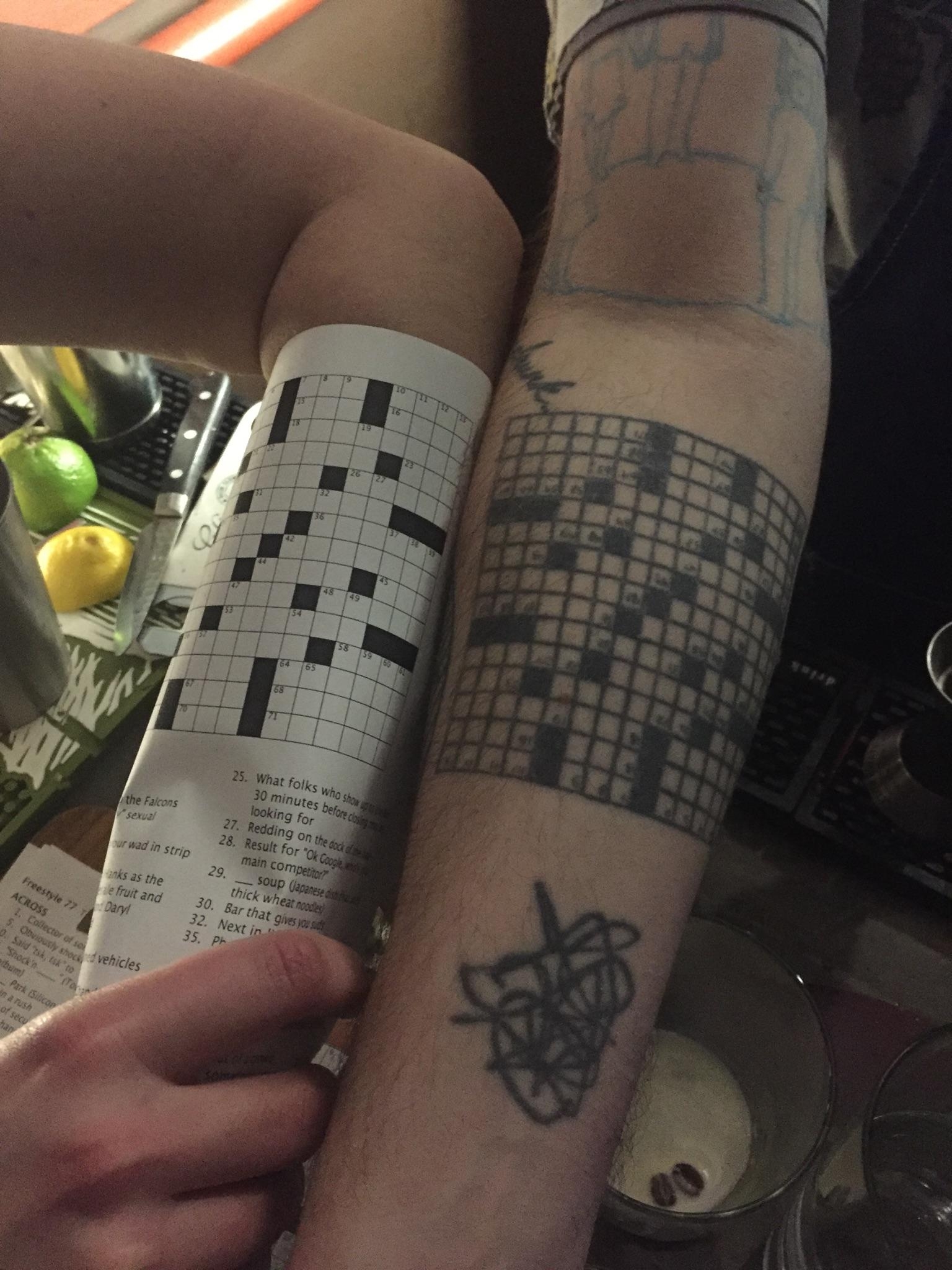 Solve This Puzzle In Ink Luc s Tattoo AIMLESSLY THEMELESS